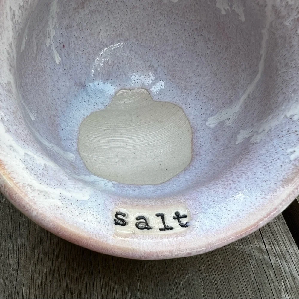 Studio Pottery Handmade Ceramic Glazed Sea Salt Cellar Dispenser Artist Signed
